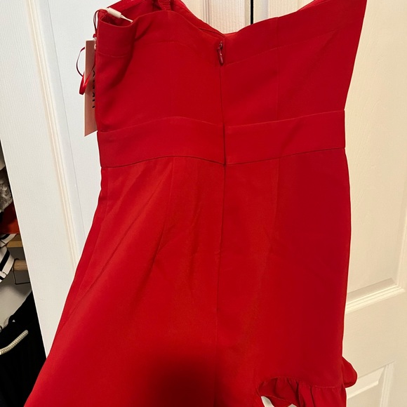 Likely Vivianna Asymmetric Ruffle Romper 4 Scarlet - Picture 4 of 5